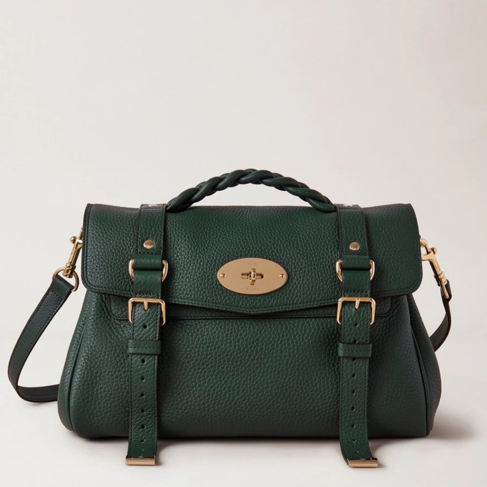Mulberry 'Alexa' in Mulberry Green Heavy Grain Leather Bag - MSRP $1595 - NWT - Picture 1 of 7